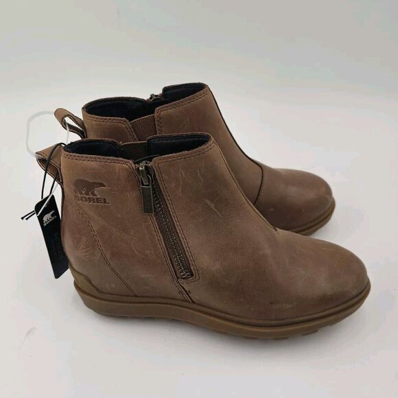 SOREL Evie II Zip Hidden Wedge Women's Tan / Camel Boots 6 NEW - Picture 1 of 10